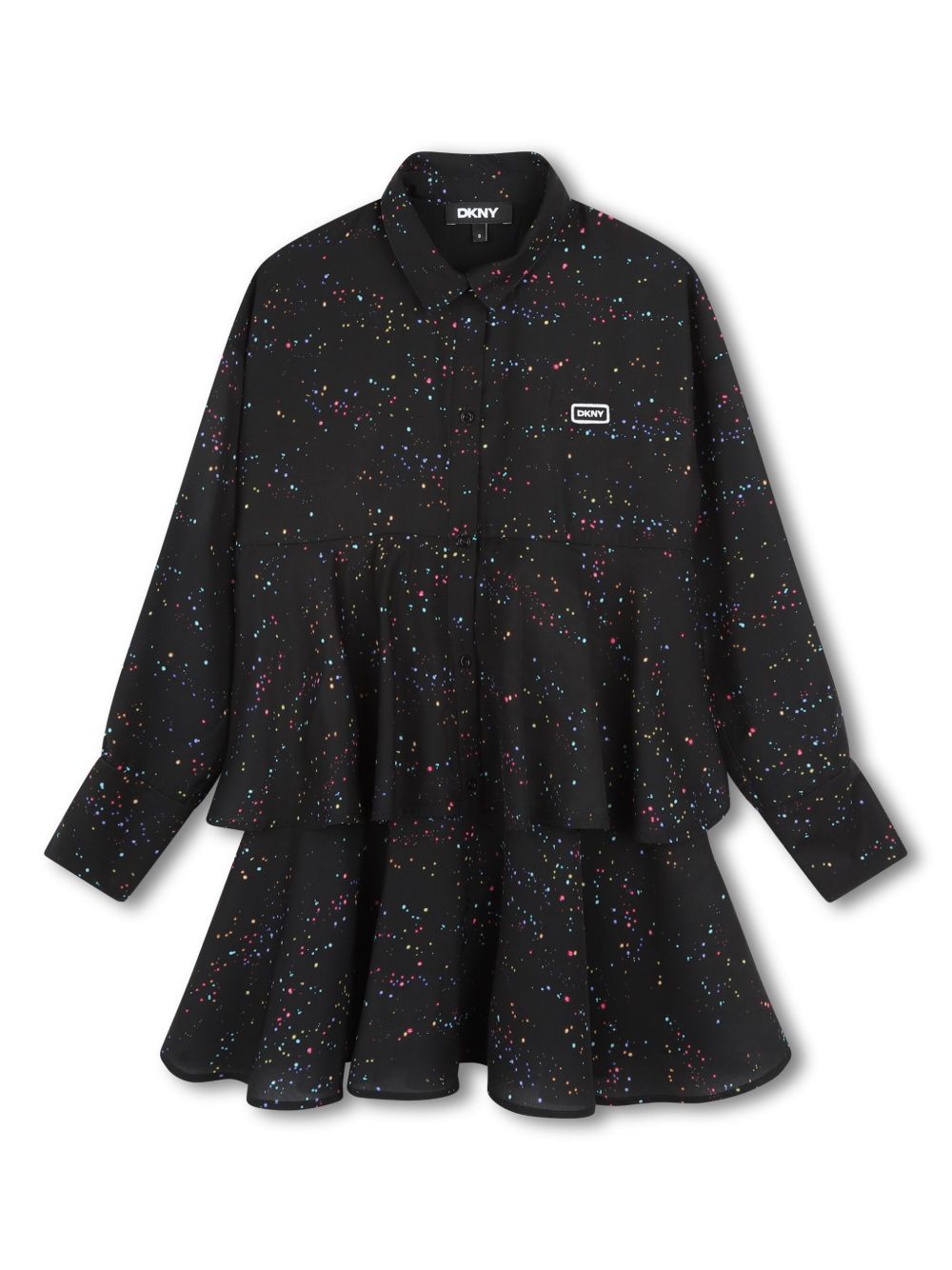Dkny Kids 分层式太空印花连衣裙 - 黑色