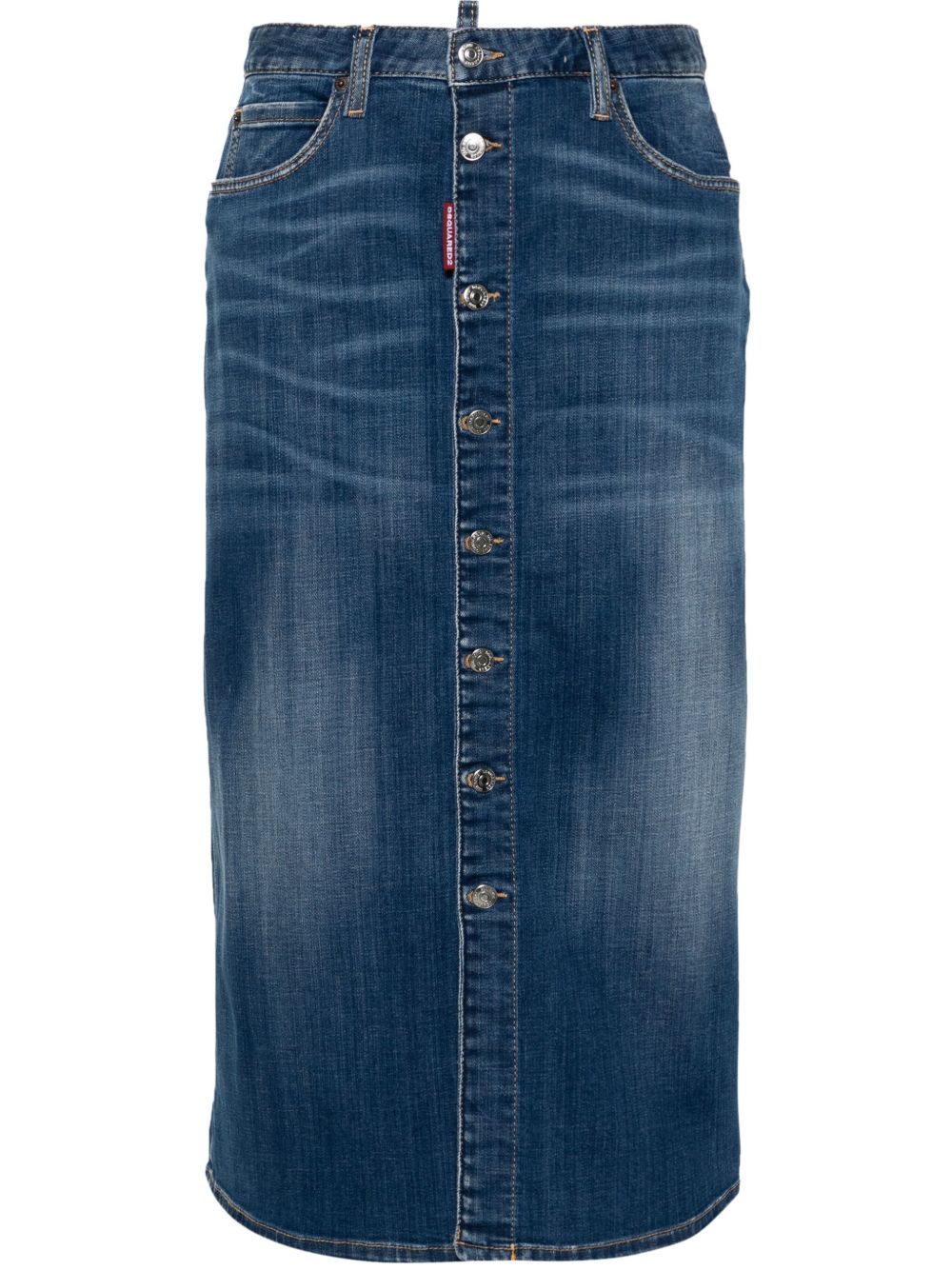 DSQUARED2 中长款牛仔半身裙 - 黑色