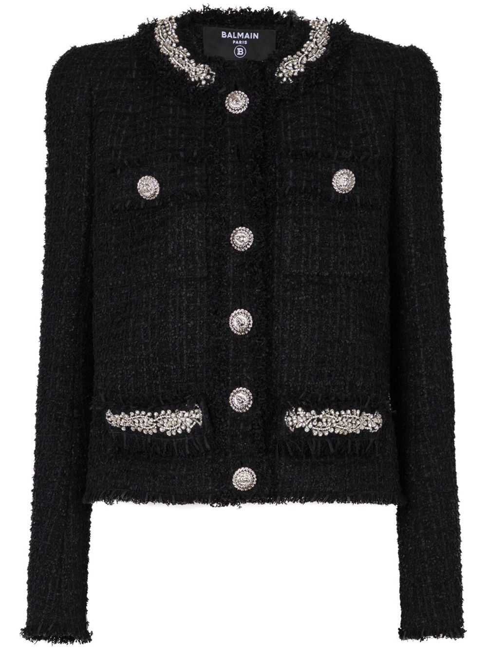 Balmain 刺绣粗花呢夹克 - 黑色