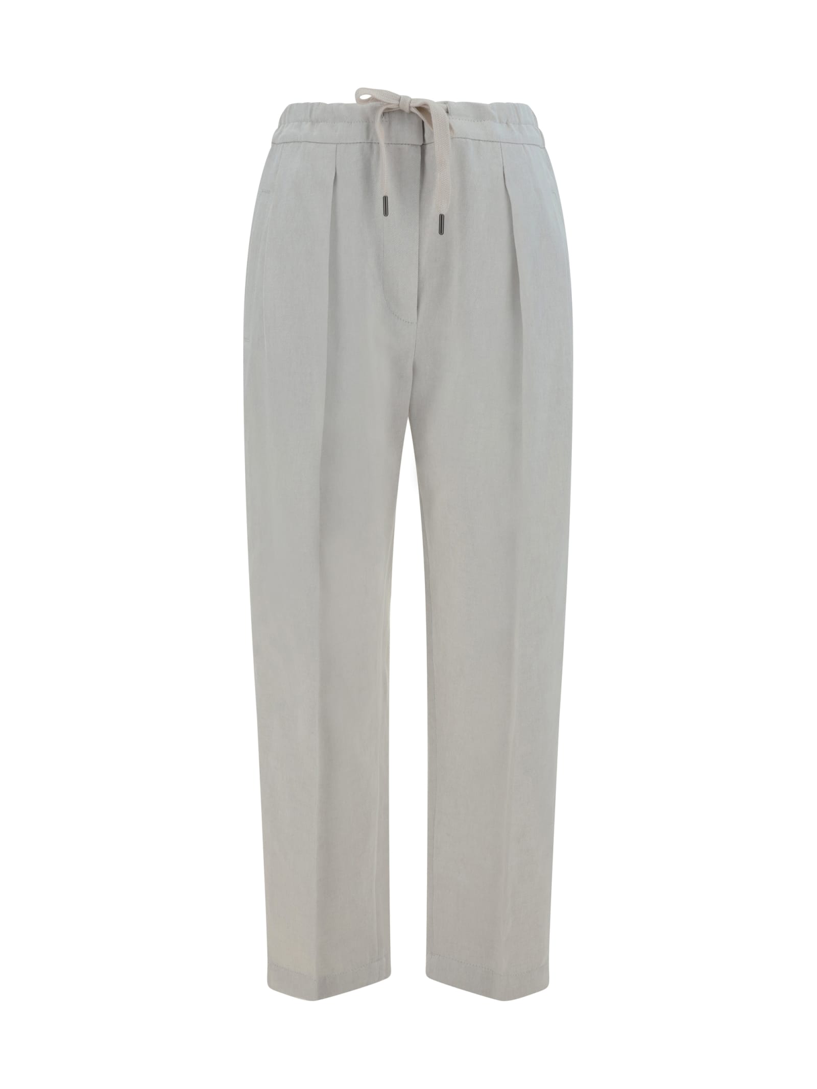 Brunello Cucinelli Cotton And Linen Trousers With Pleats