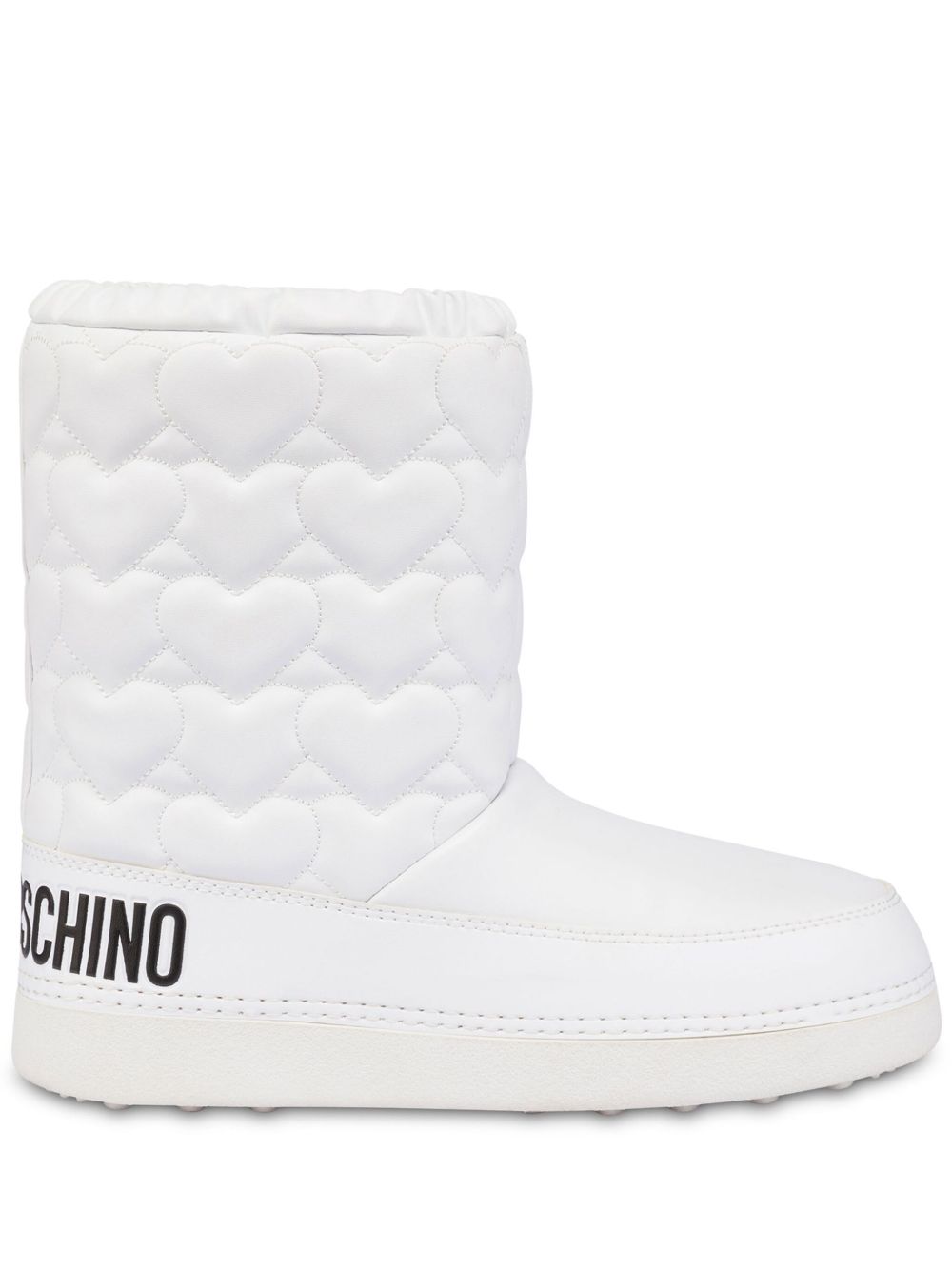 Love Moschino 心形图案绗缝短靴 - 白色