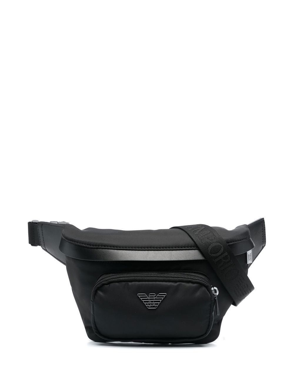 Emporio Armani logo标牌腰包 - 黑色