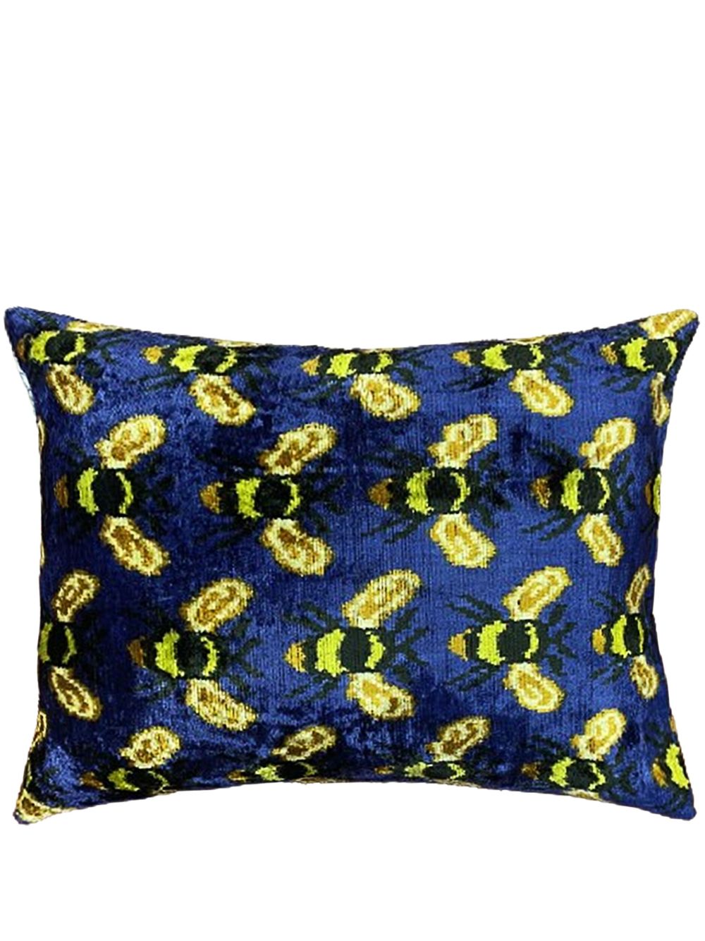 Les-Ottomans Bees 丝绒抱枕（50厘米 x 40厘米） - 蓝色
