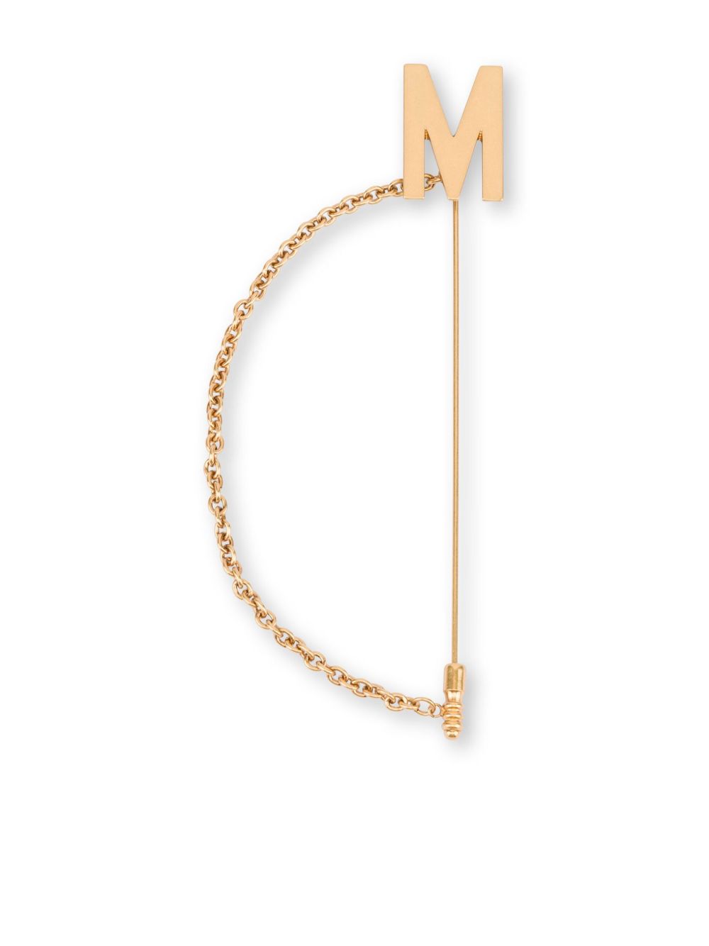Moschino logo字母搭链细节胸针 - 金色