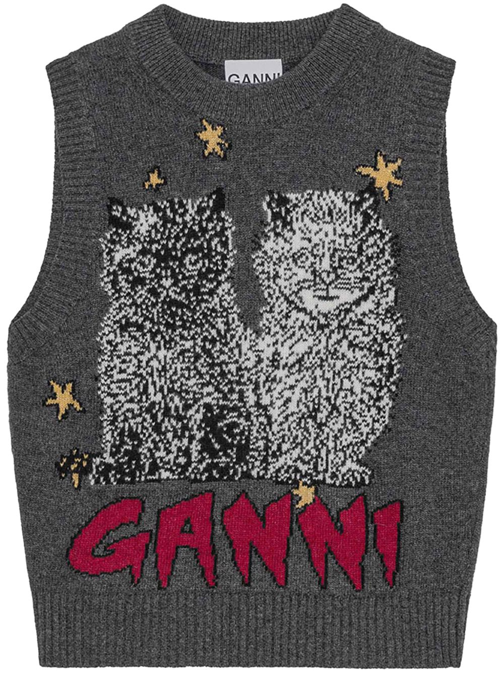 GANNI 刺绣无袖马甲 - 灰色