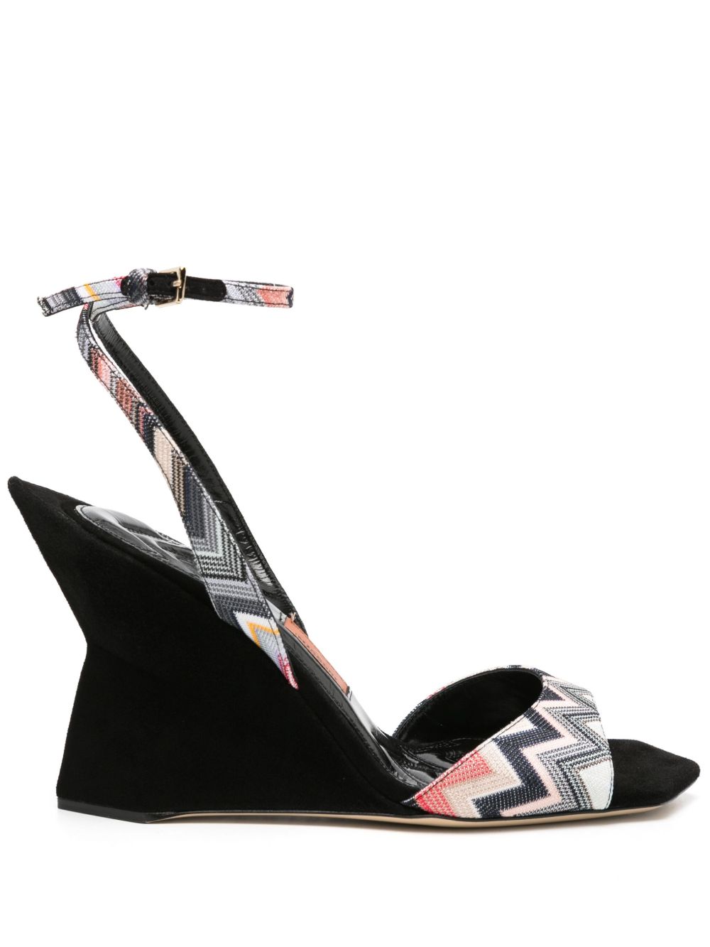 Missoni Z字形图案编织坡跟凉鞋 - 黑色