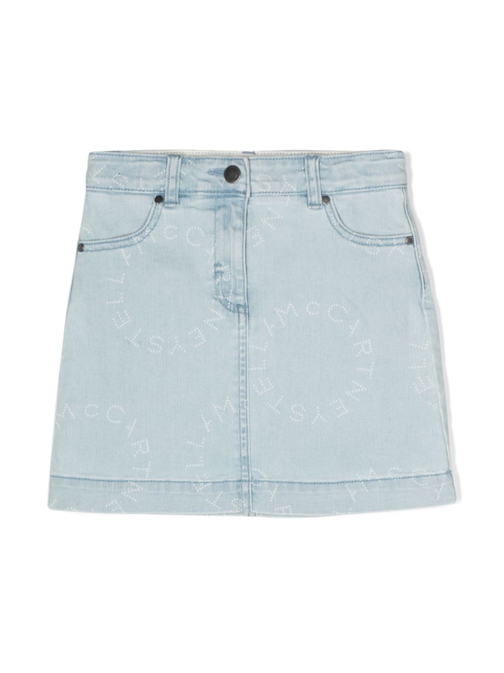 Stella McCartney Kids logo印花牛仔半身裙 - 蓝色