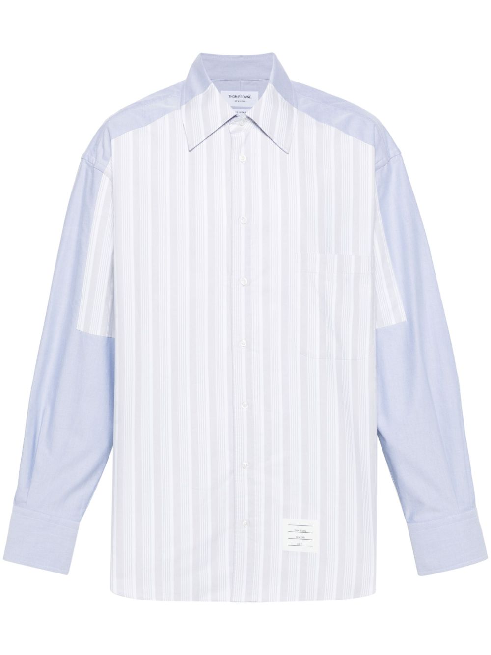 Thom Browne 拼接设计棉衬衫 - 蓝色