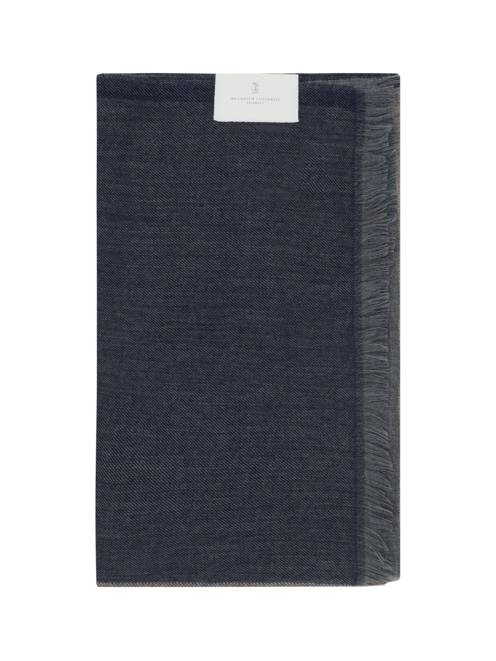 Brunello Cucinelli 色块拼接羊绒与真丝围巾