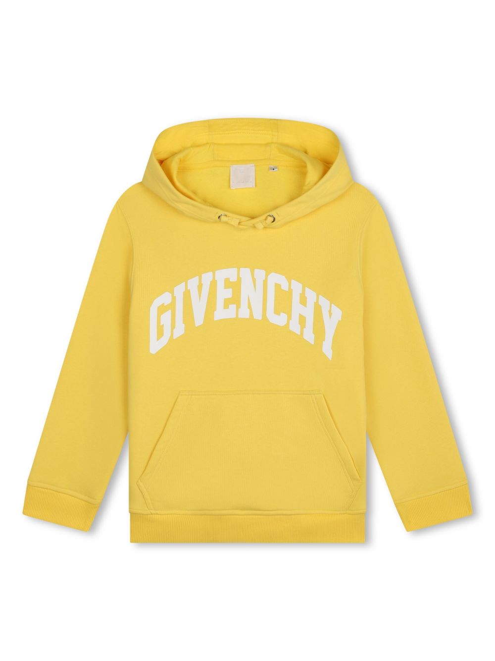 Givenchy Kids logo印花平纹针织连帽衫 - 黄色