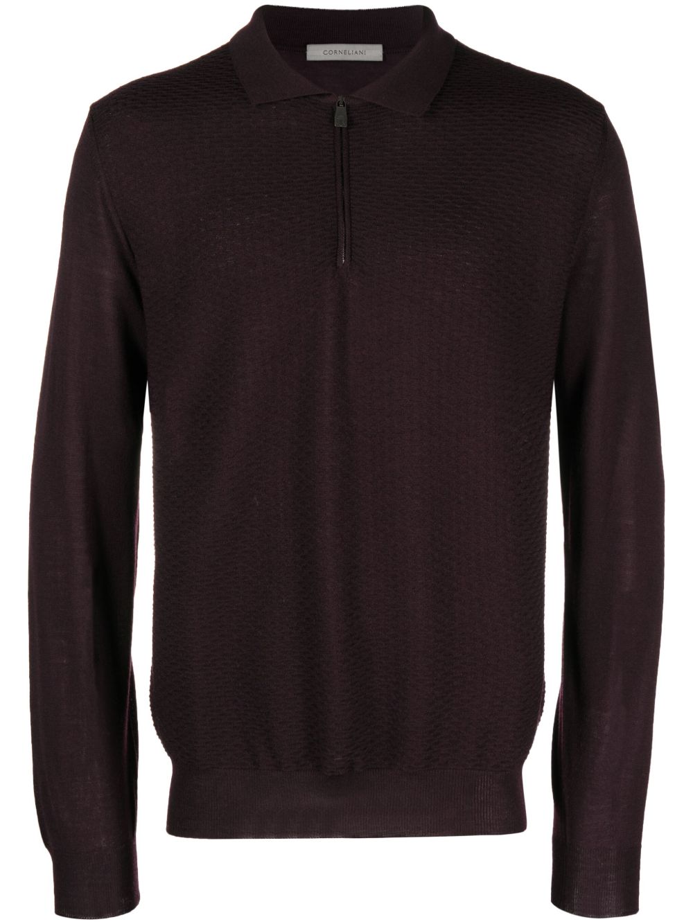 Corneliani 罗纹初剪羊毛polo衫 - 红色