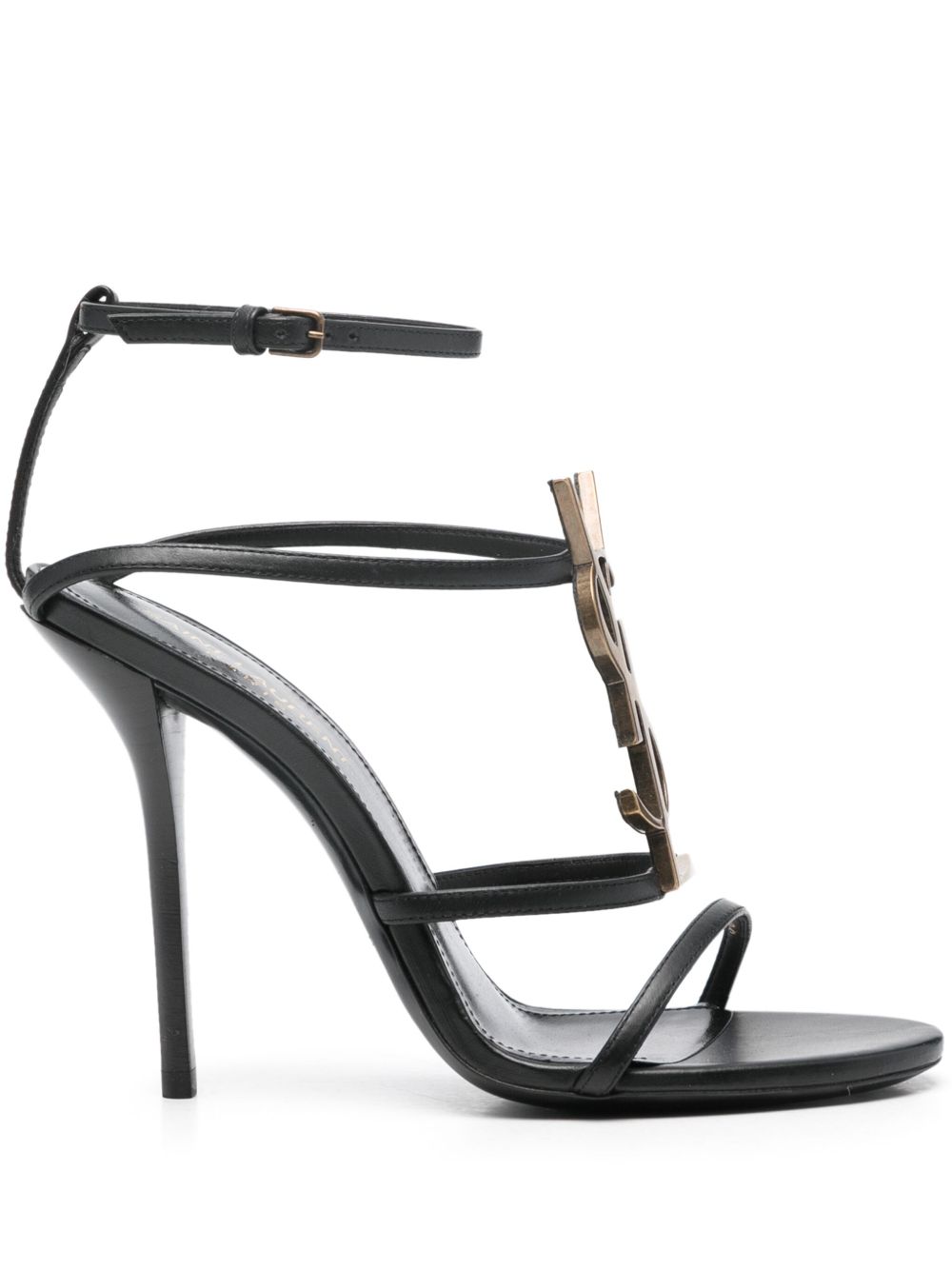 Saint Laurent Pre-Owned Cassandre 高跟凉鞋（典藏款，11厘米） - 黑色