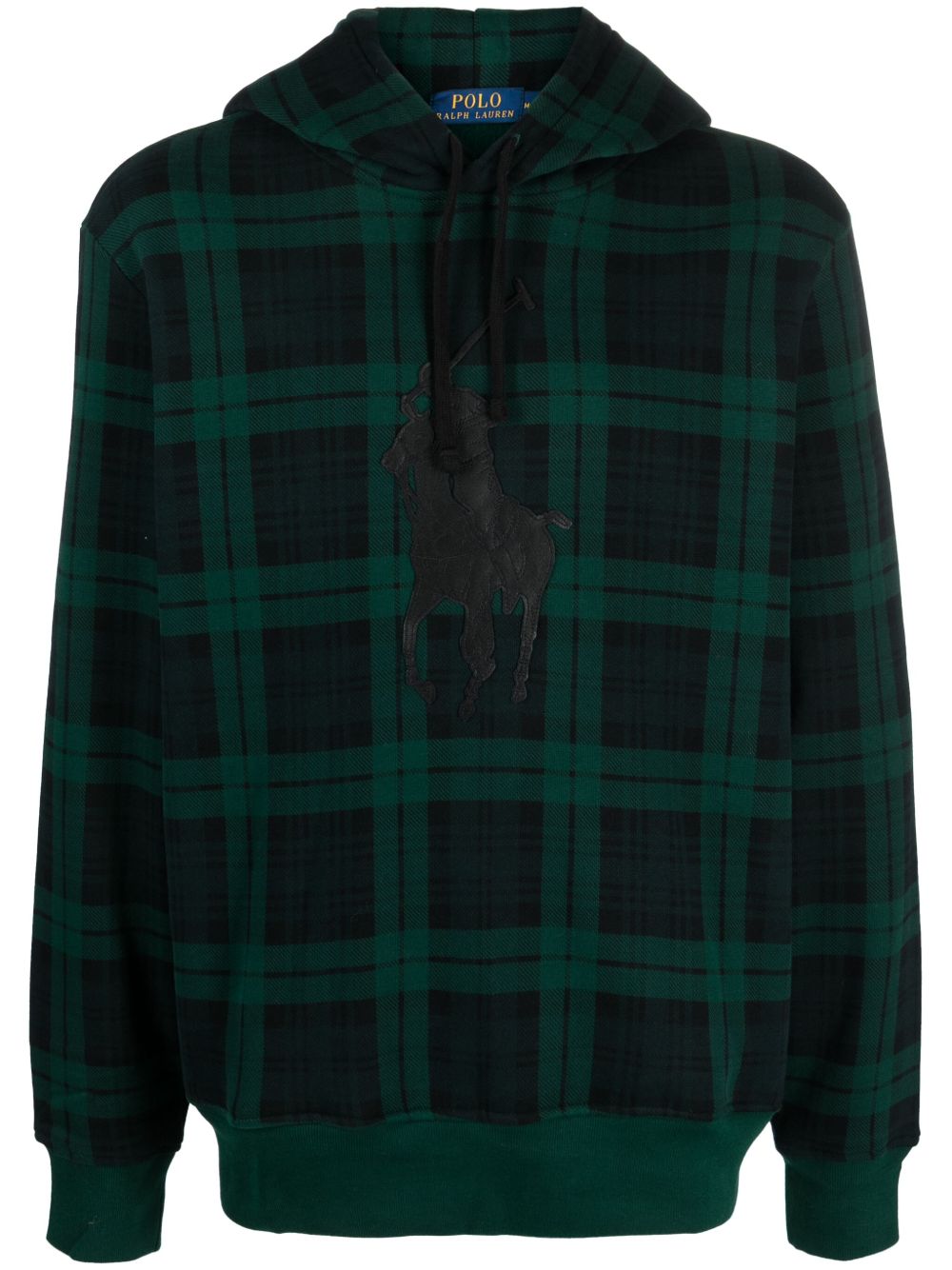 Polo Ralph Lauren 格纹logo贴花连帽衫 - 绿色