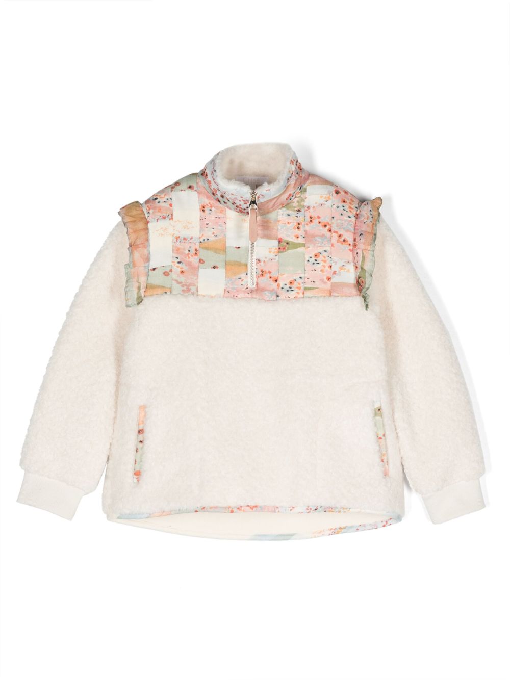 Chloé Kids 拼接设计高领卫衣 - 中性色