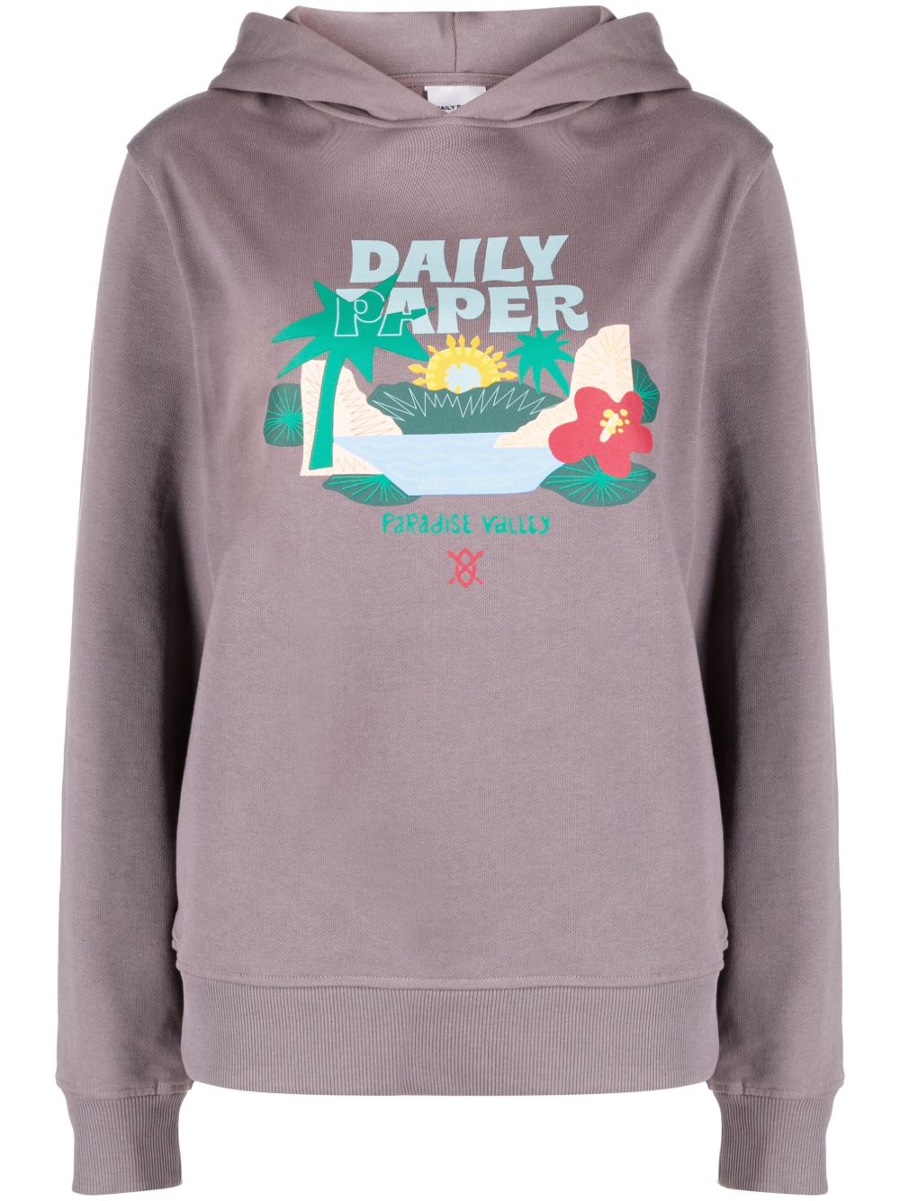 Daily Paper Remy logo印花棉连帽衫 - 灰色