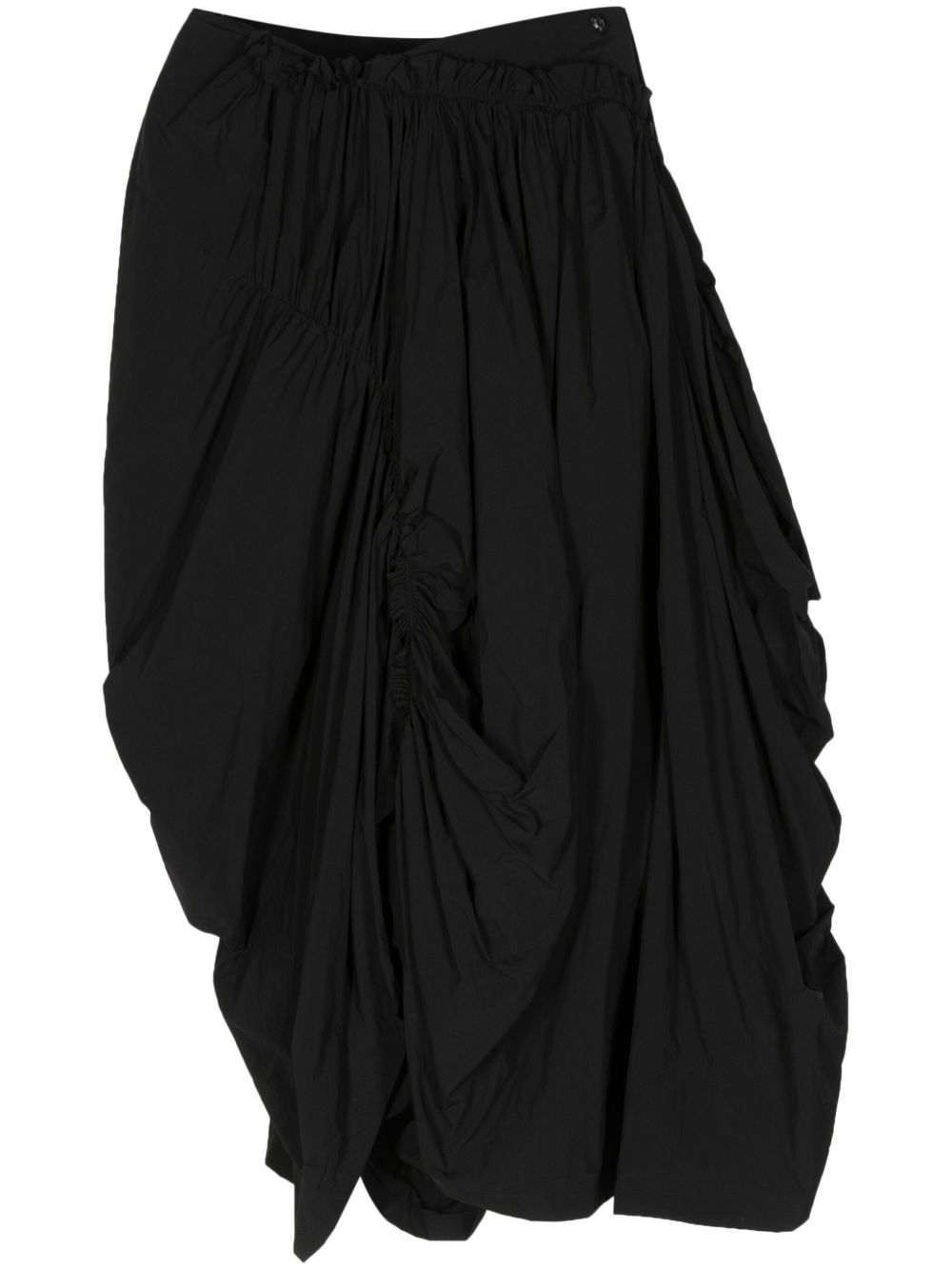 Yohji Yamamoto asymmetric draped midi skirt - 黑色