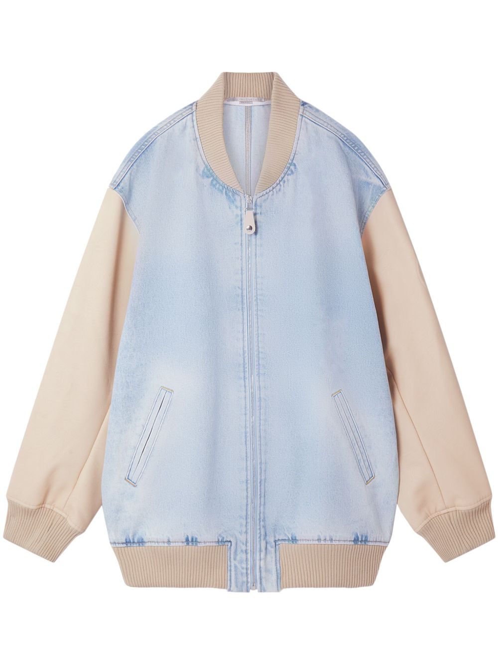 Stella McCartney 拼接牛仔飞行员夹克 - 蓝色
