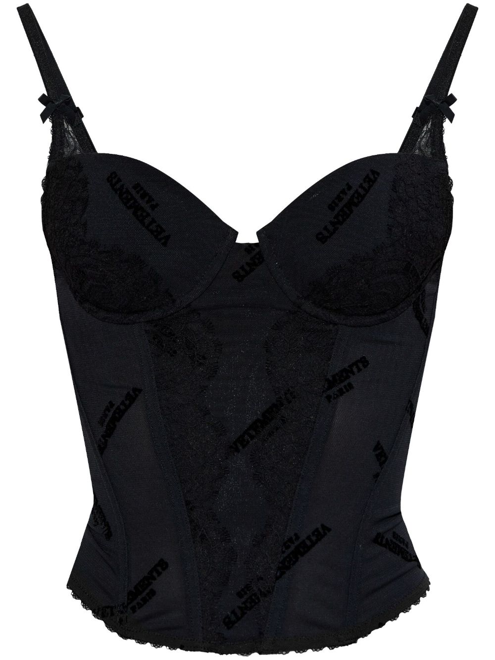 VETEMENTS flocked-logo corset - 黑色