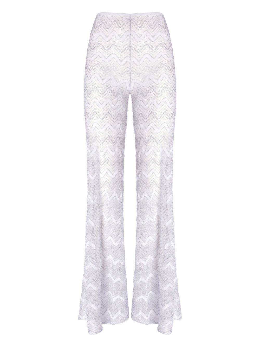 Missoni Z字形图案金属丝面料长裤 - 白色