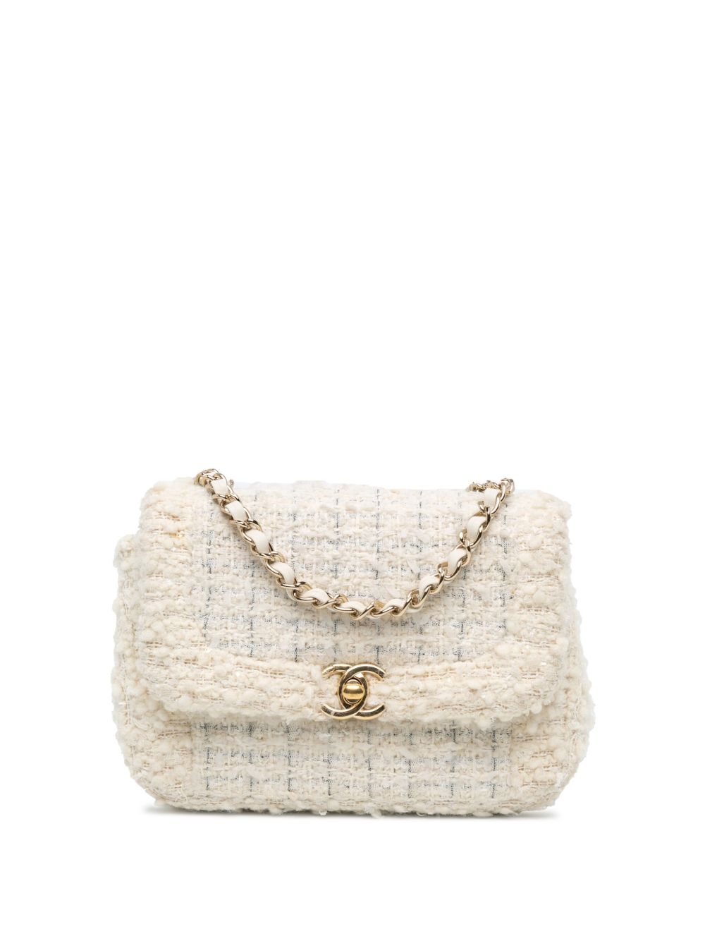 CHANEL Pre-Owned CC Tweed Flap 迷你斜挎包（2020年典藏款） - 白色