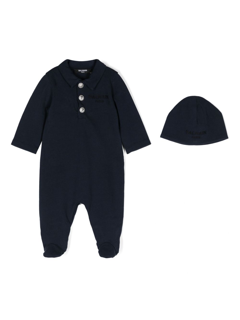 Balmain Kids logo刺绣连体睡衣 - 蓝色