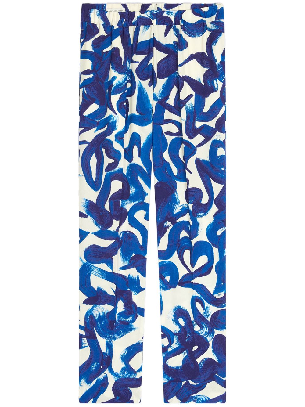 DRIES VAN NOTEN 抽象印花修身长裤 - 白色