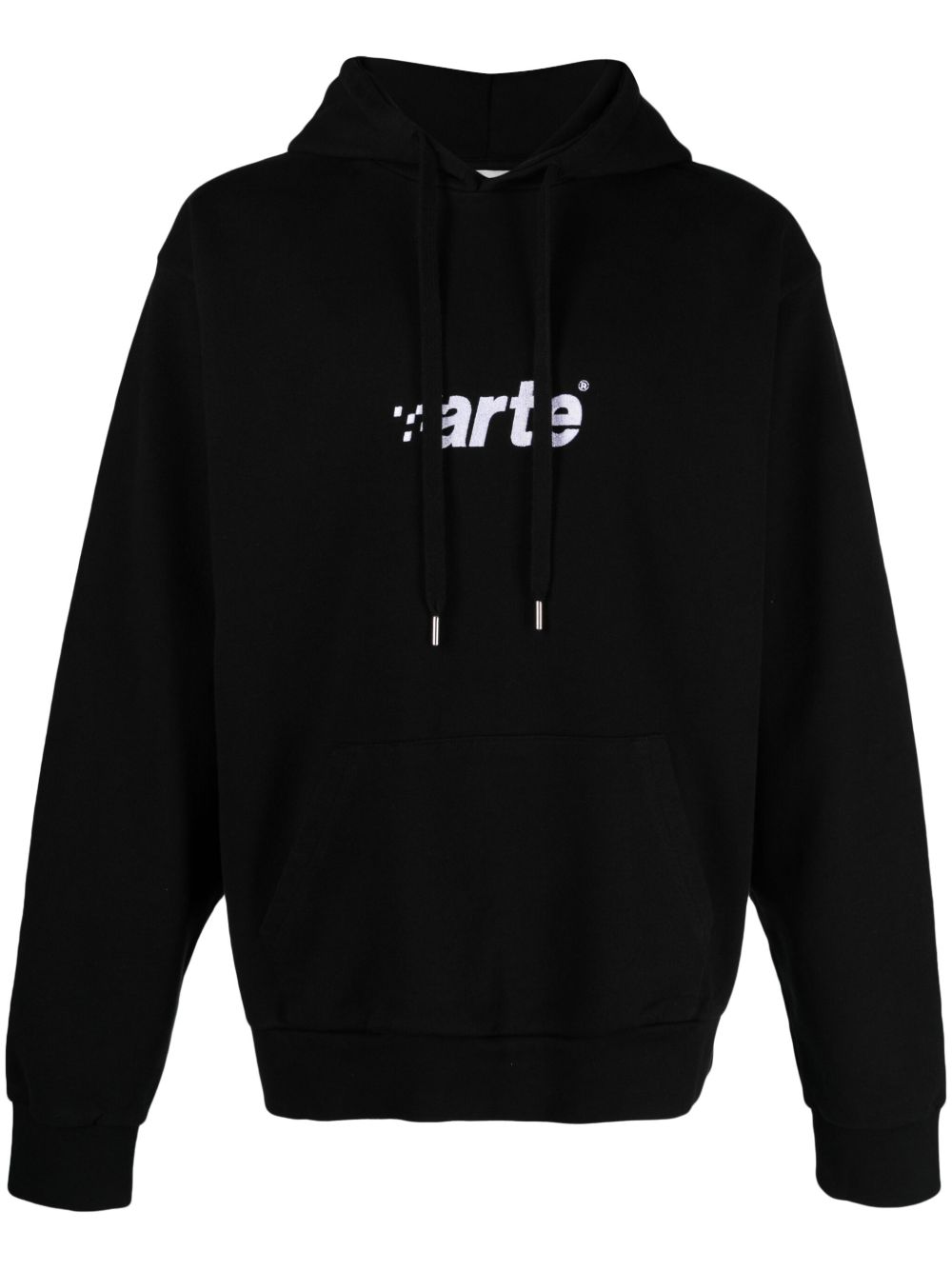 ARTE Harmon logo刺绣棉连帽衫 - 黑色