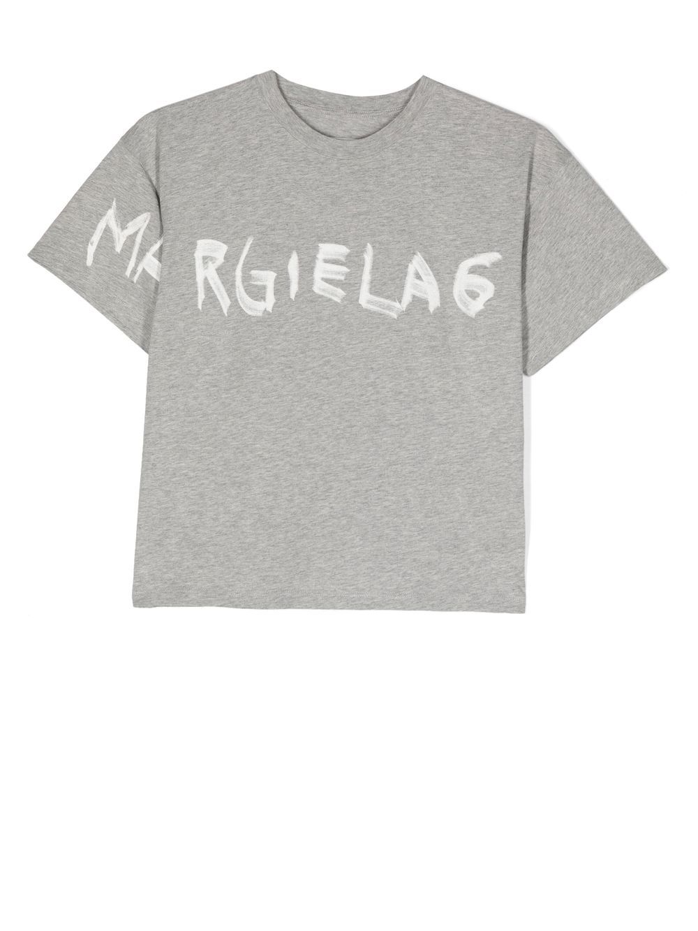 MM6 Maison Margiela Kids 涂鸦logo印花T恤 - 灰色
