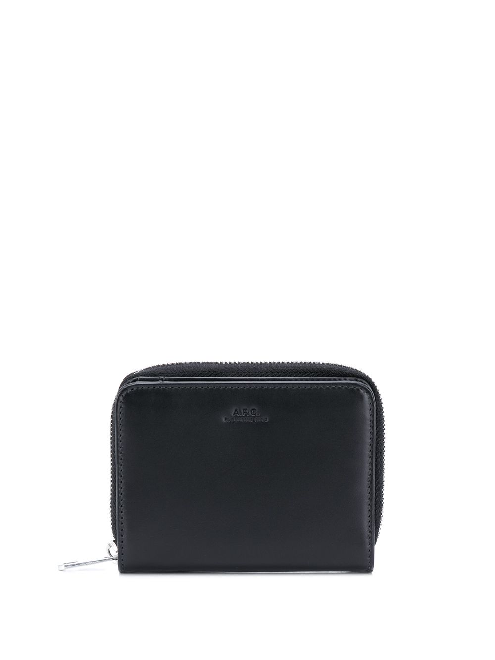 A.P.C. logo浮雕轻薄钱包 - 黑色