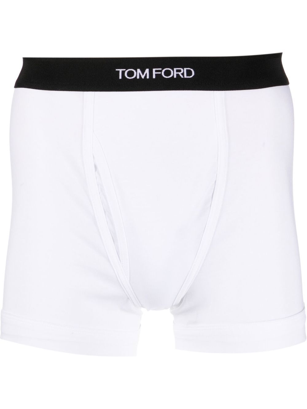 TOM FORD logo裤腰弹性棉四角短裤 - 白色