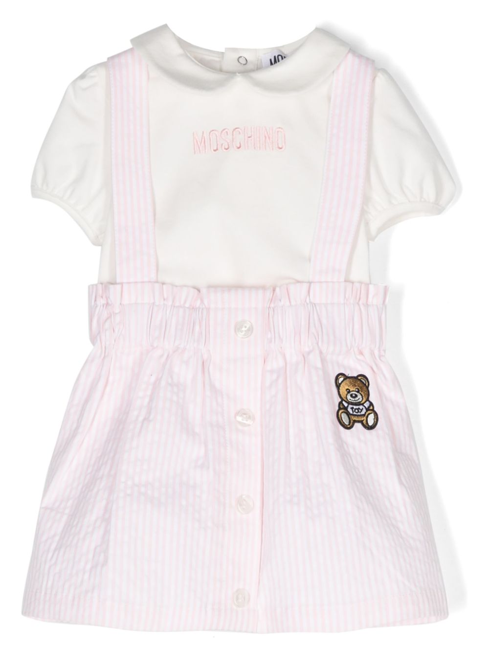 Moschino Kids logo刺绣条纹运动套装 - 白色