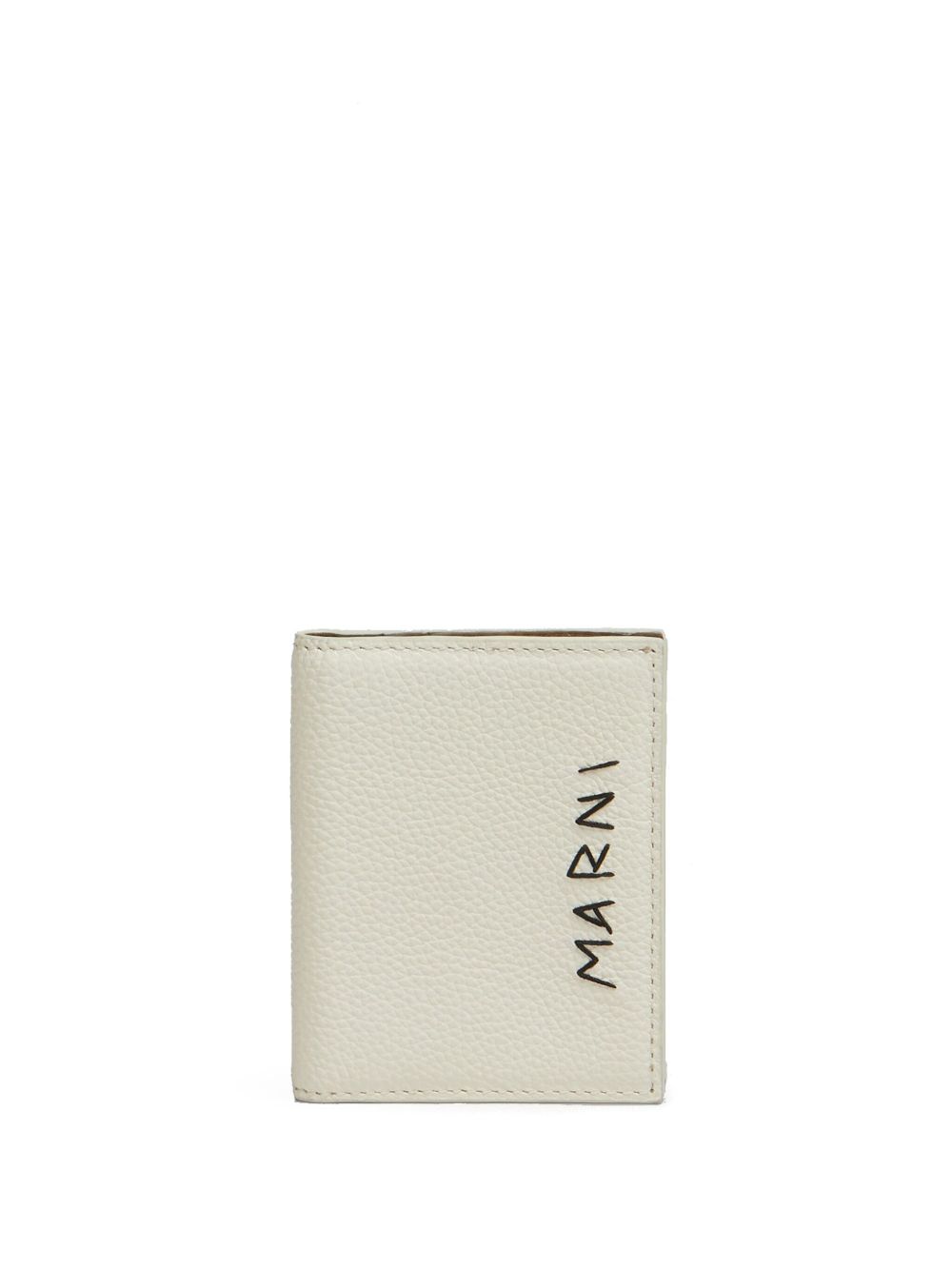 Marni logo刺绣皮质卡夹 - 白色