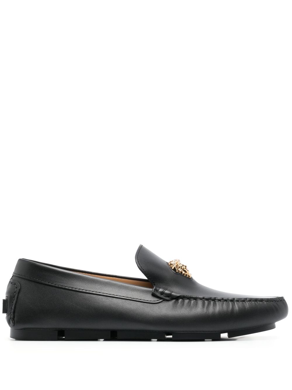 Versace La Medusa 皮质乐福鞋 - 黑色