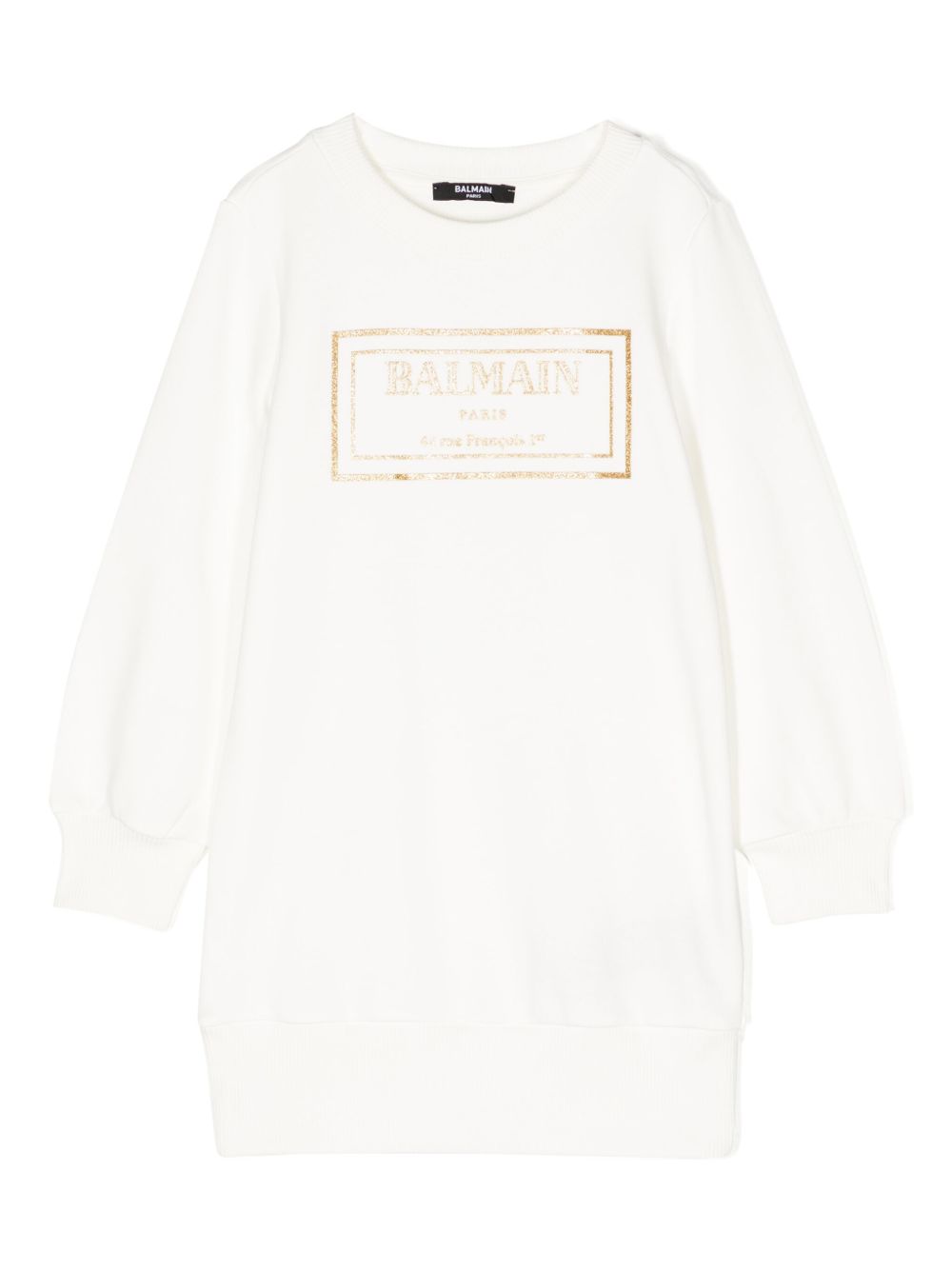 Balmain Kids logo印花棉连衣裙 - 白色