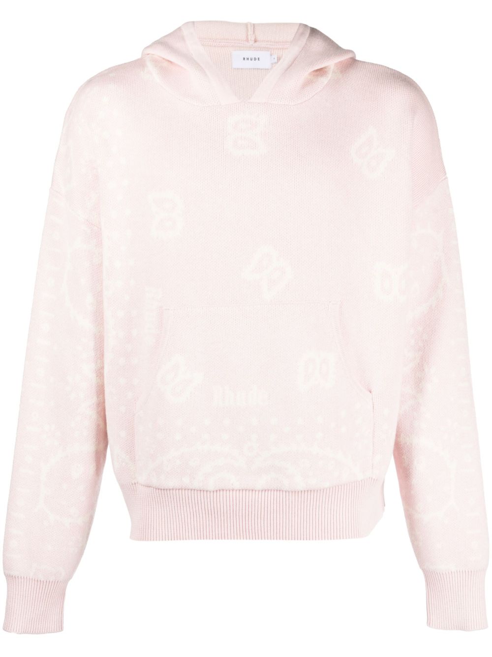 RHUDE 图案嵌花针织连帽衫 - 粉色
