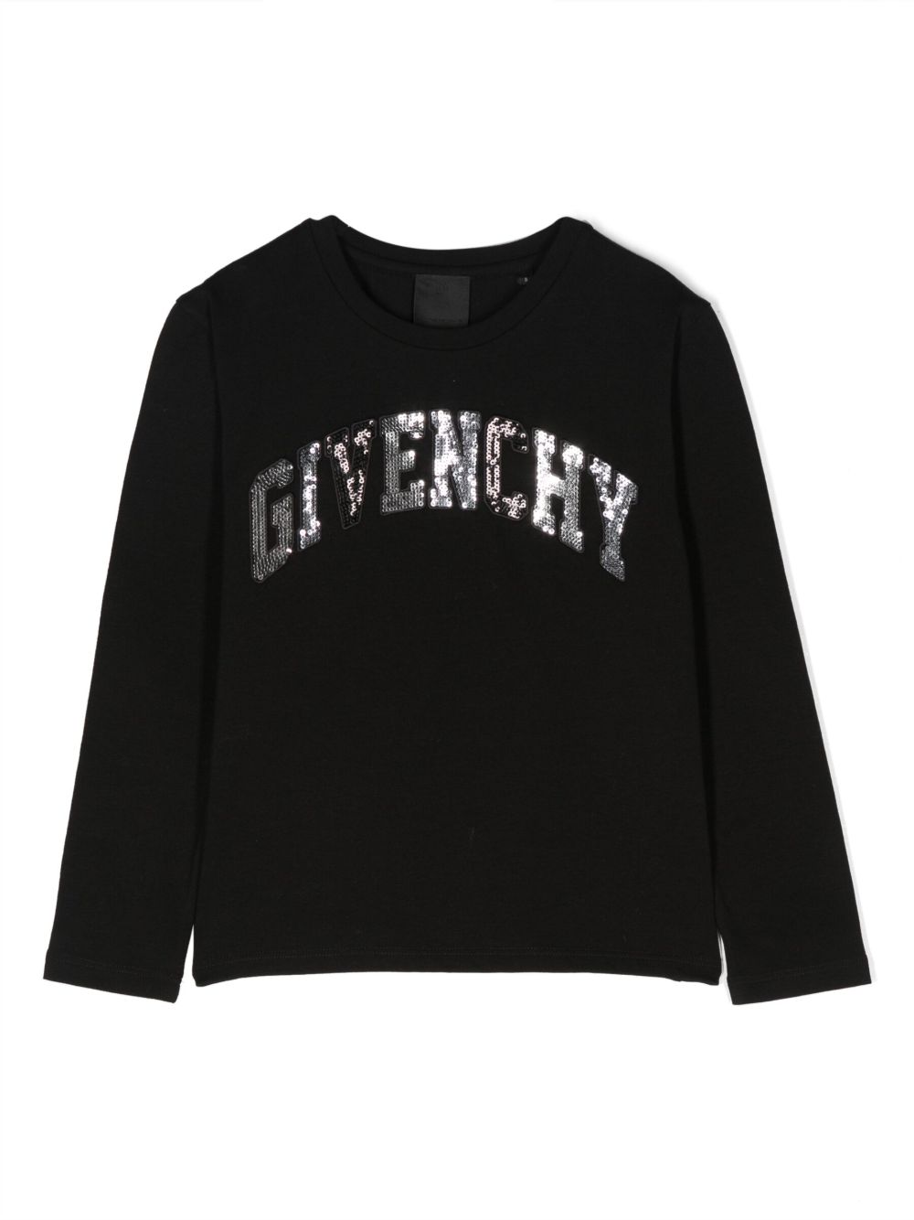 Givenchy Kids 亮片logo长袖T恤 - 黑色