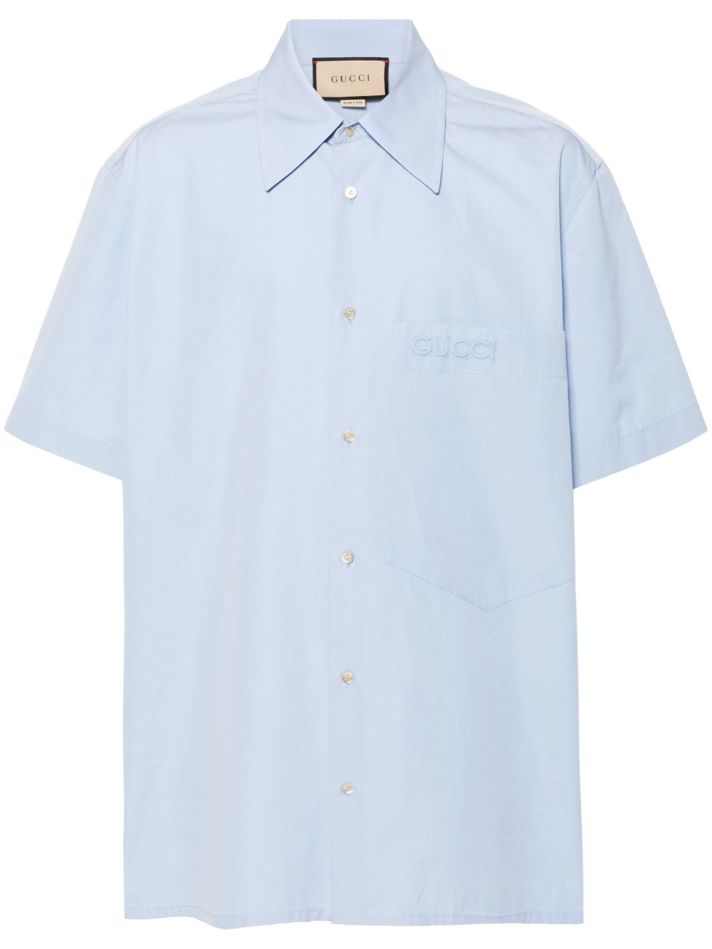 Gucci logo压纹衬衫 - 蓝色