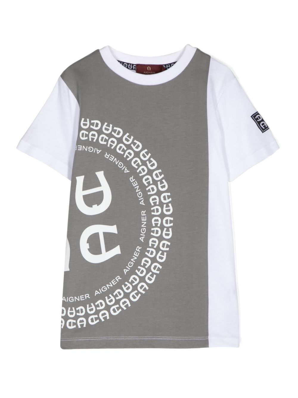 Aigner Kids logo印花T恤 - 灰色