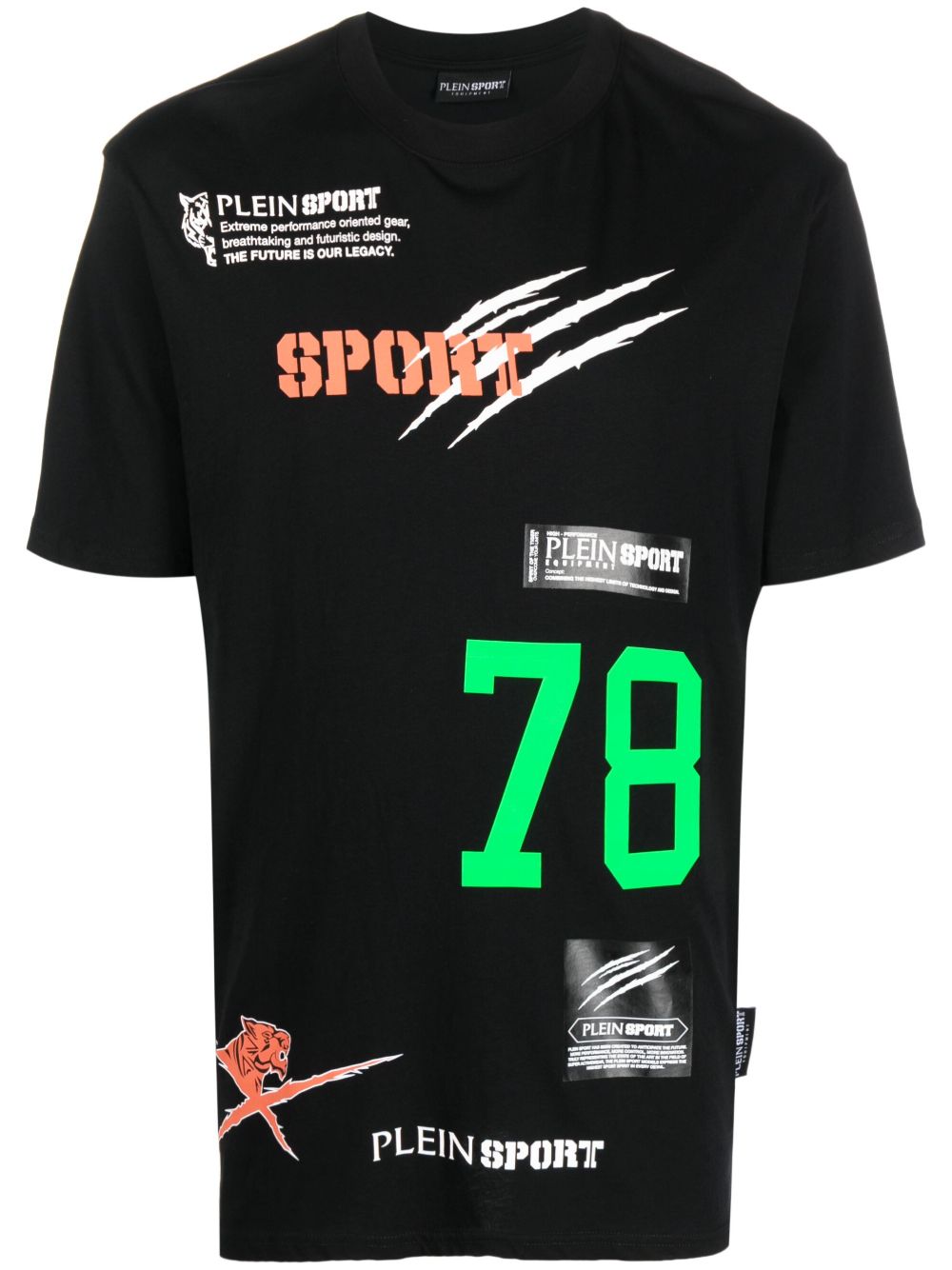 Plein Sport 多logo圆领T恤 - 黑色