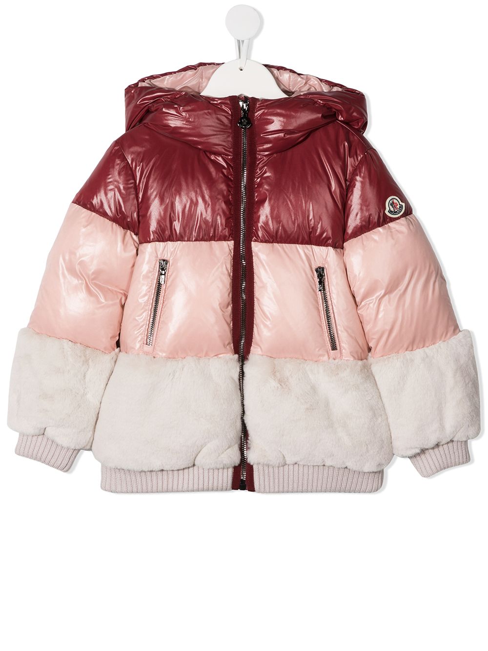 Moncler Enfant 拼色拼接夹克 - 粉色