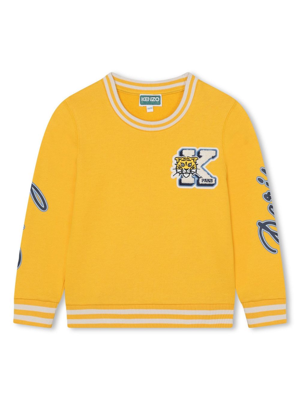 Kenzo Kids logo刺绣棉卫衣 - 黄色