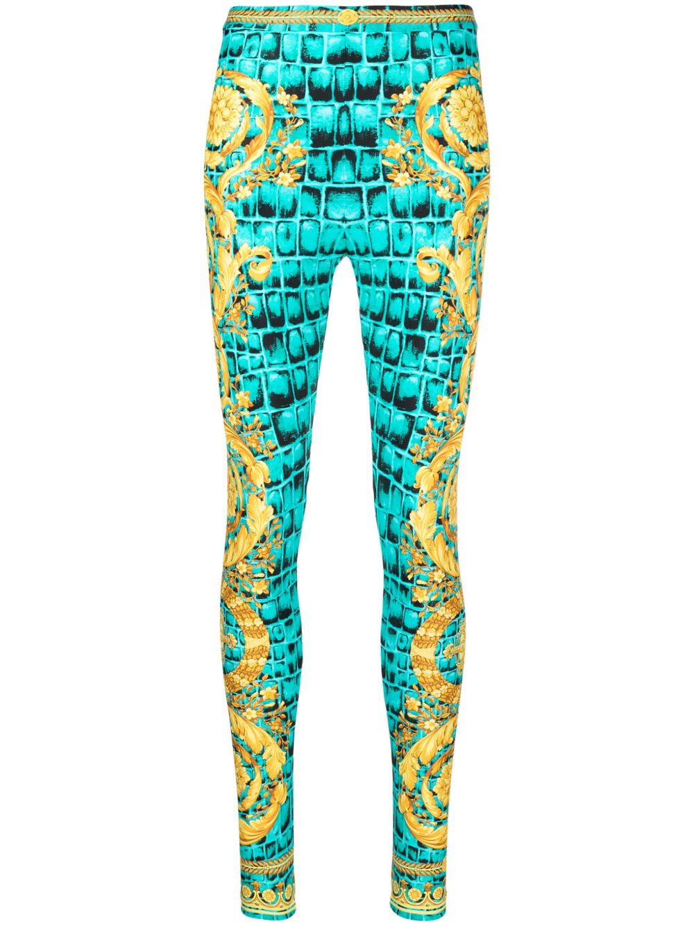 Versace Baroccodile 印花打底裤 - 蓝色