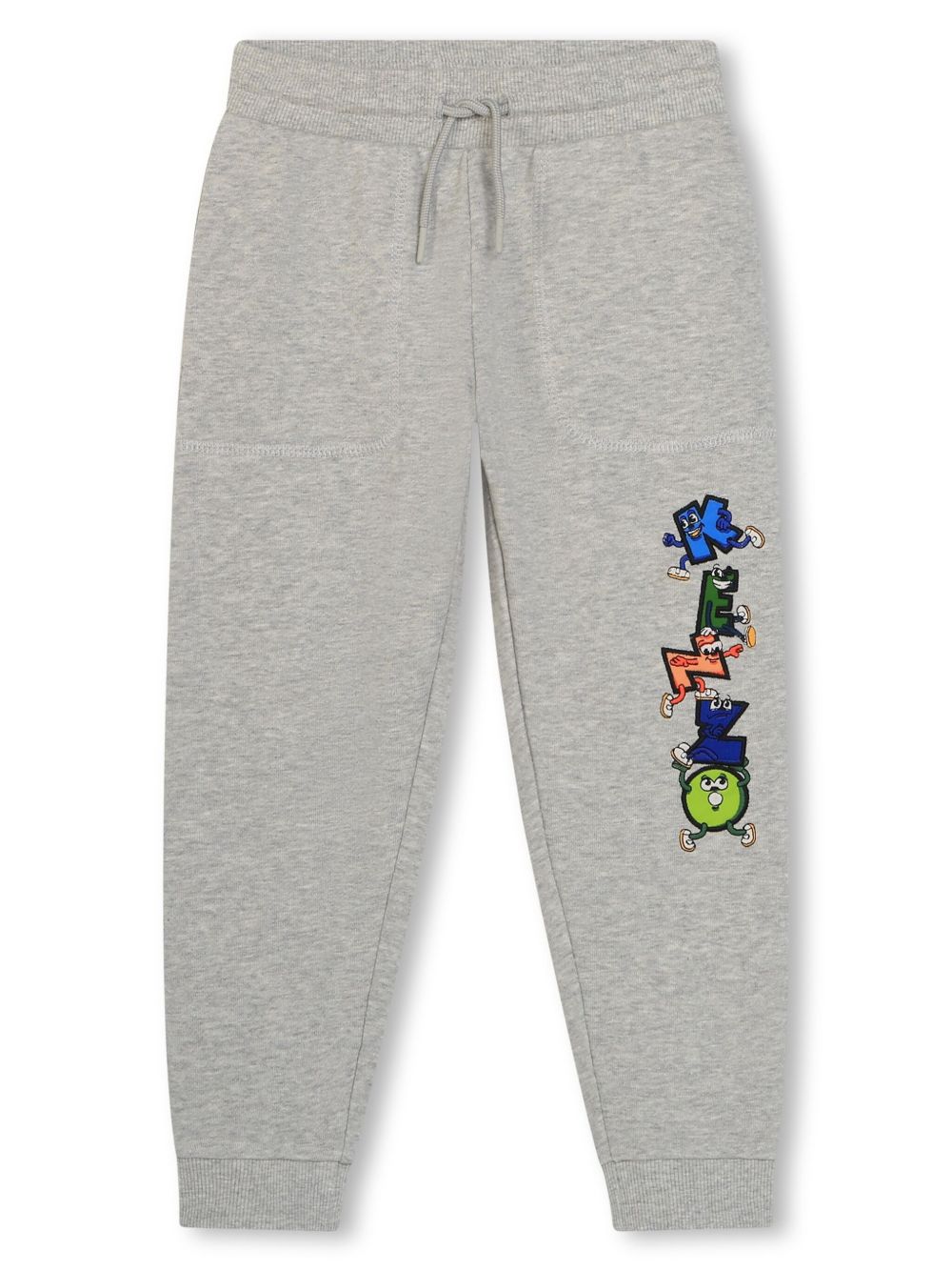 Kenzo Kids logo刺绣棉运动裤 - 灰色
