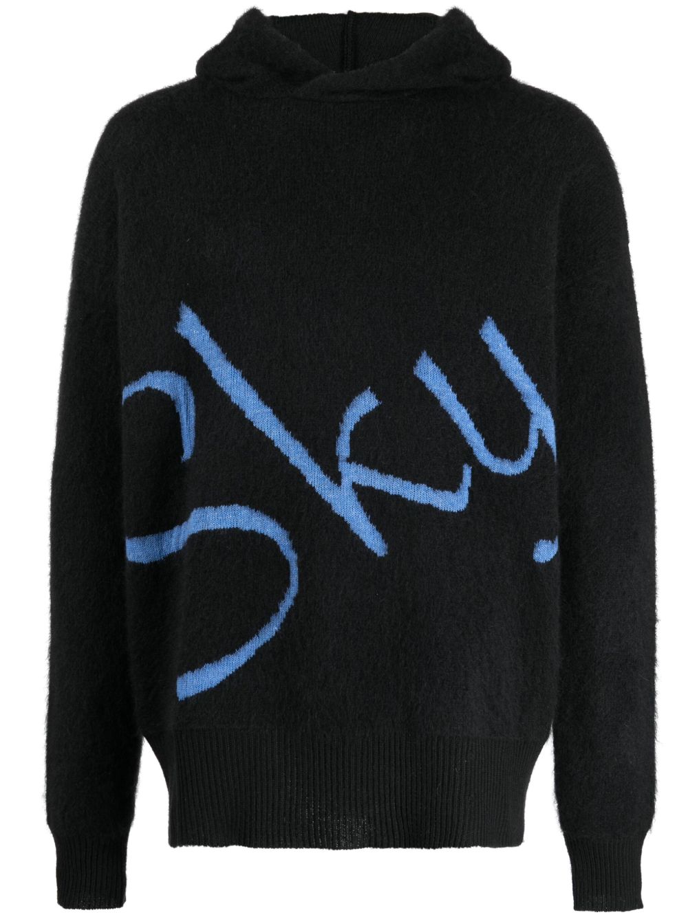BLUE SKY INN logo提花针织连帽衫 - 黑色