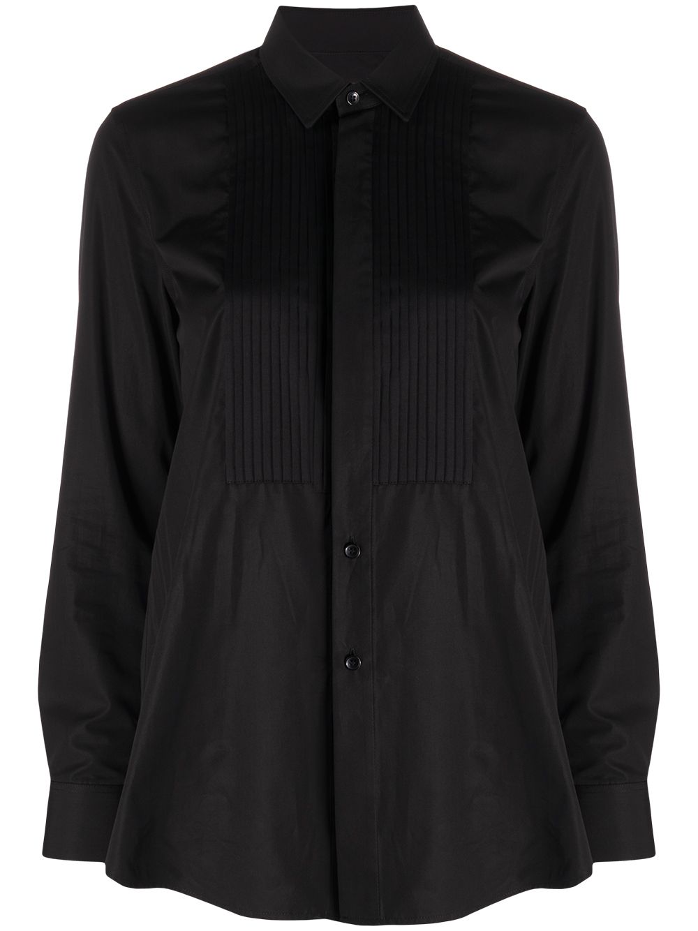Saint Laurent 百褶门襟衬衫 - 黑色