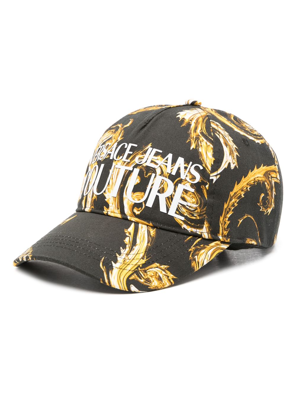 Versace Jeans Couture 巴洛克印花棉棒球帽 - 黑色