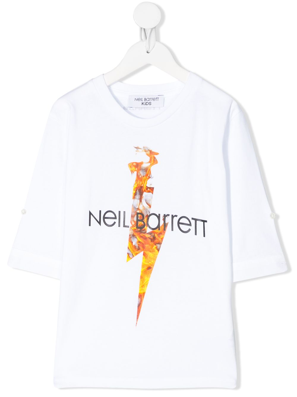 Neil Barrett Kids 长袖火焰印花T恤 - 白色