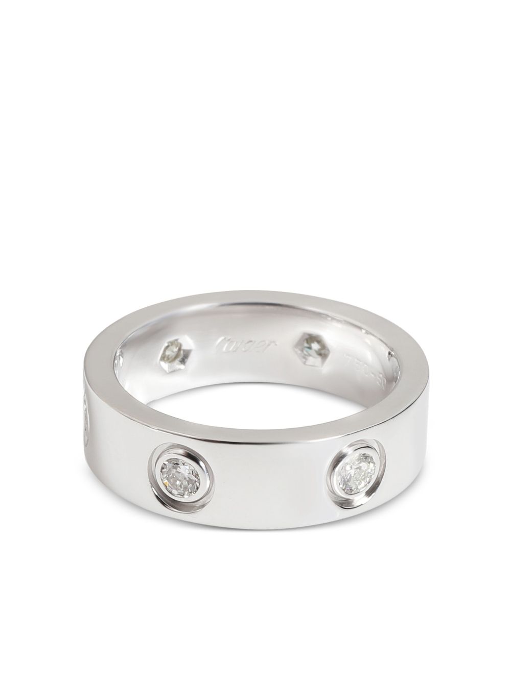 Cartier 18K白金 Love 钻石戒指（典藏款） - 银色