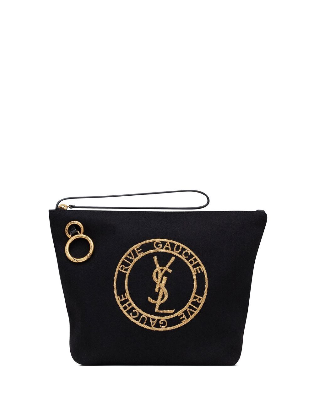 Saint Laurent logo刺绣篷形小袋 - 黑色