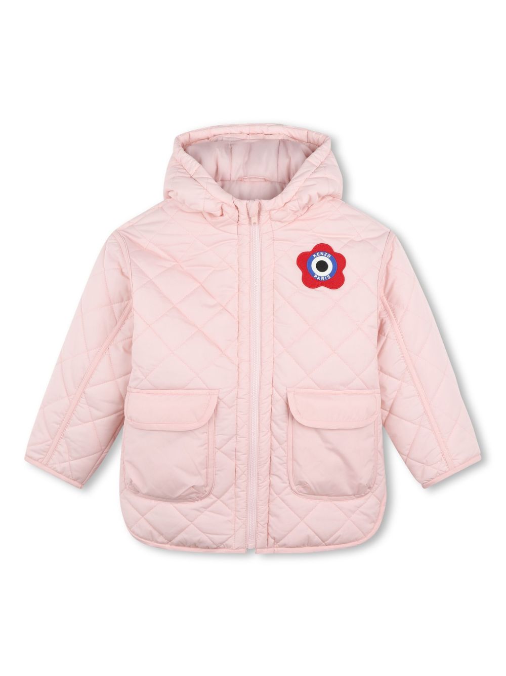 Kenzo Kids logo刺绣绗缝夹克 - 粉色